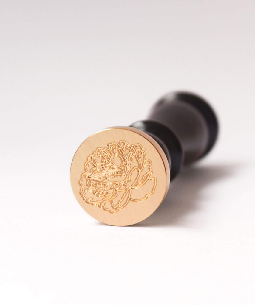 wax seal stamp with peony flower design
