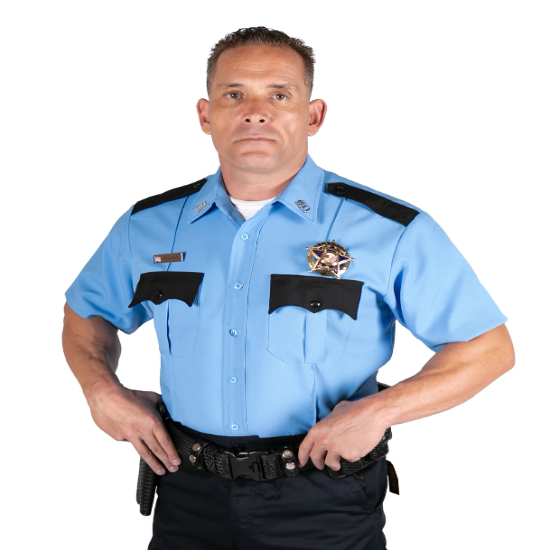 First Class 100% Polyester Two Tone Short Sleeve Uniform Shirt