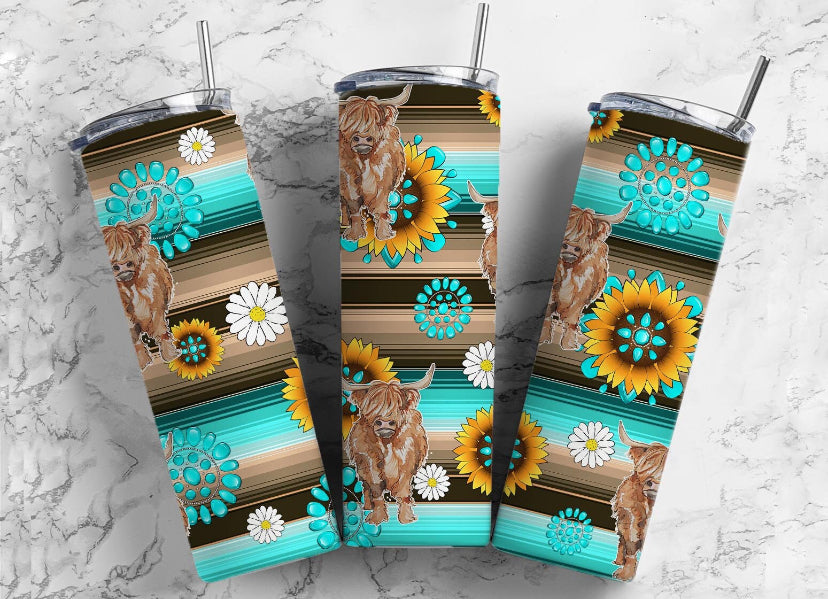 Turquoise cow tumbler