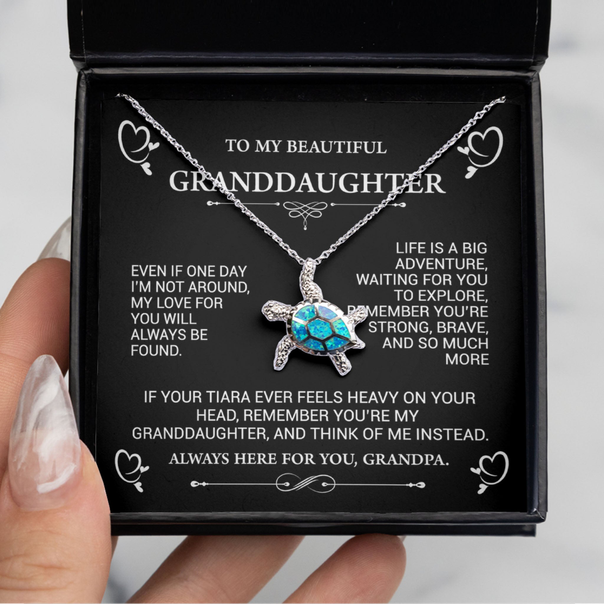 To my beautiful granddaughter - Opal Turtle Necklace
