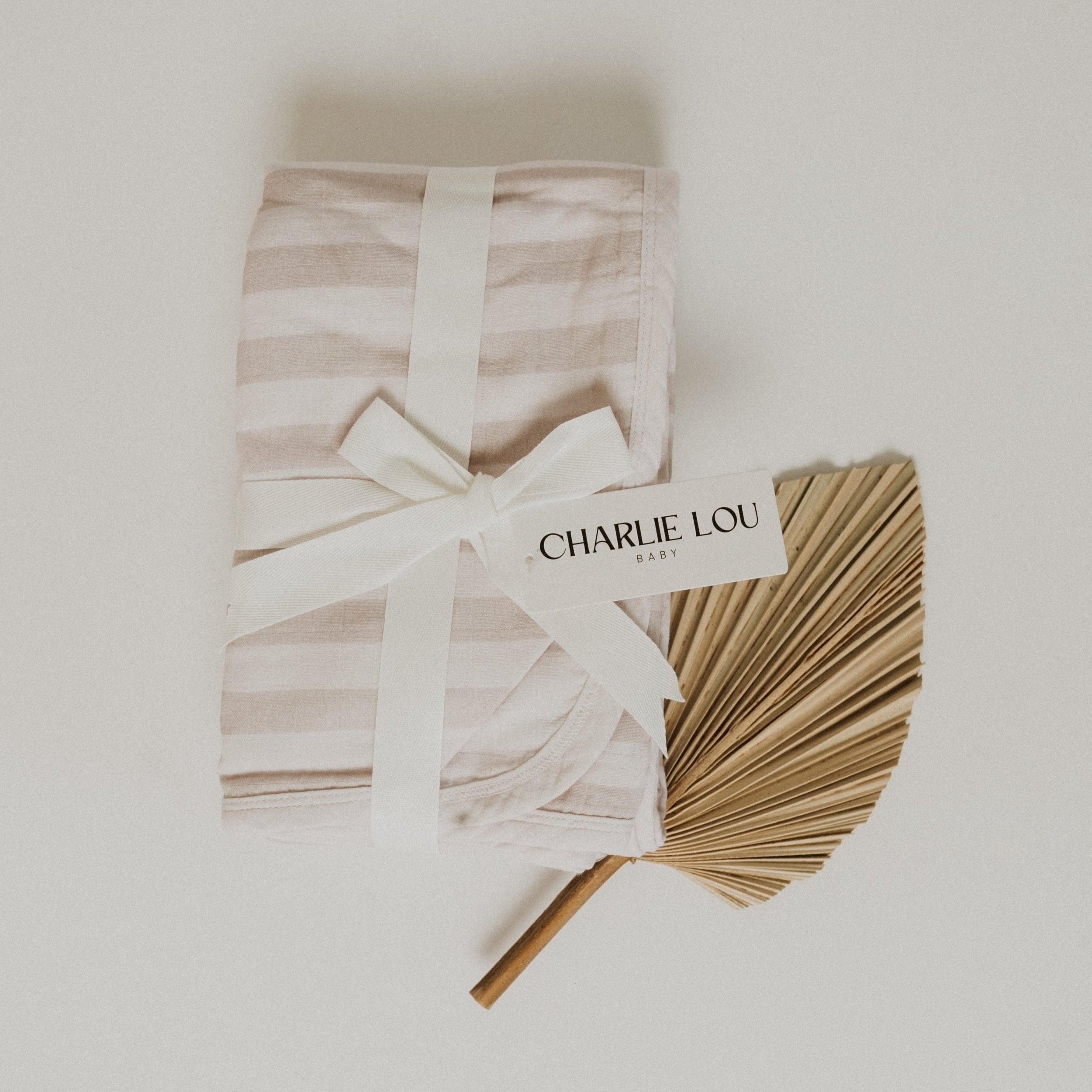Striped neutral 100% cotton muslin baby quilt