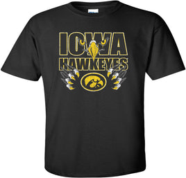 Iowa Hawkeyes with Hawk and Talons - Dark Gray t-shirt| Flexy Threads