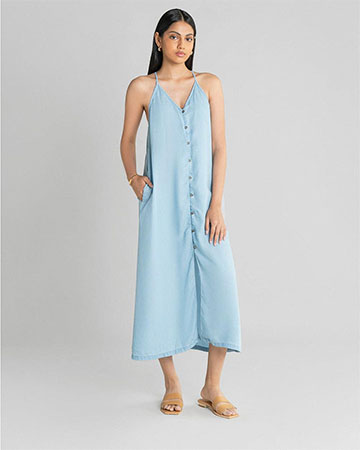 In the Mood for Love Denim Maxi Dress