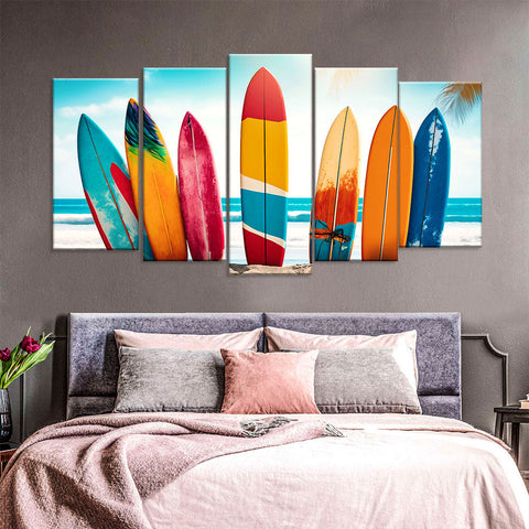 Colorful Surfing Board Canvas Wall Art