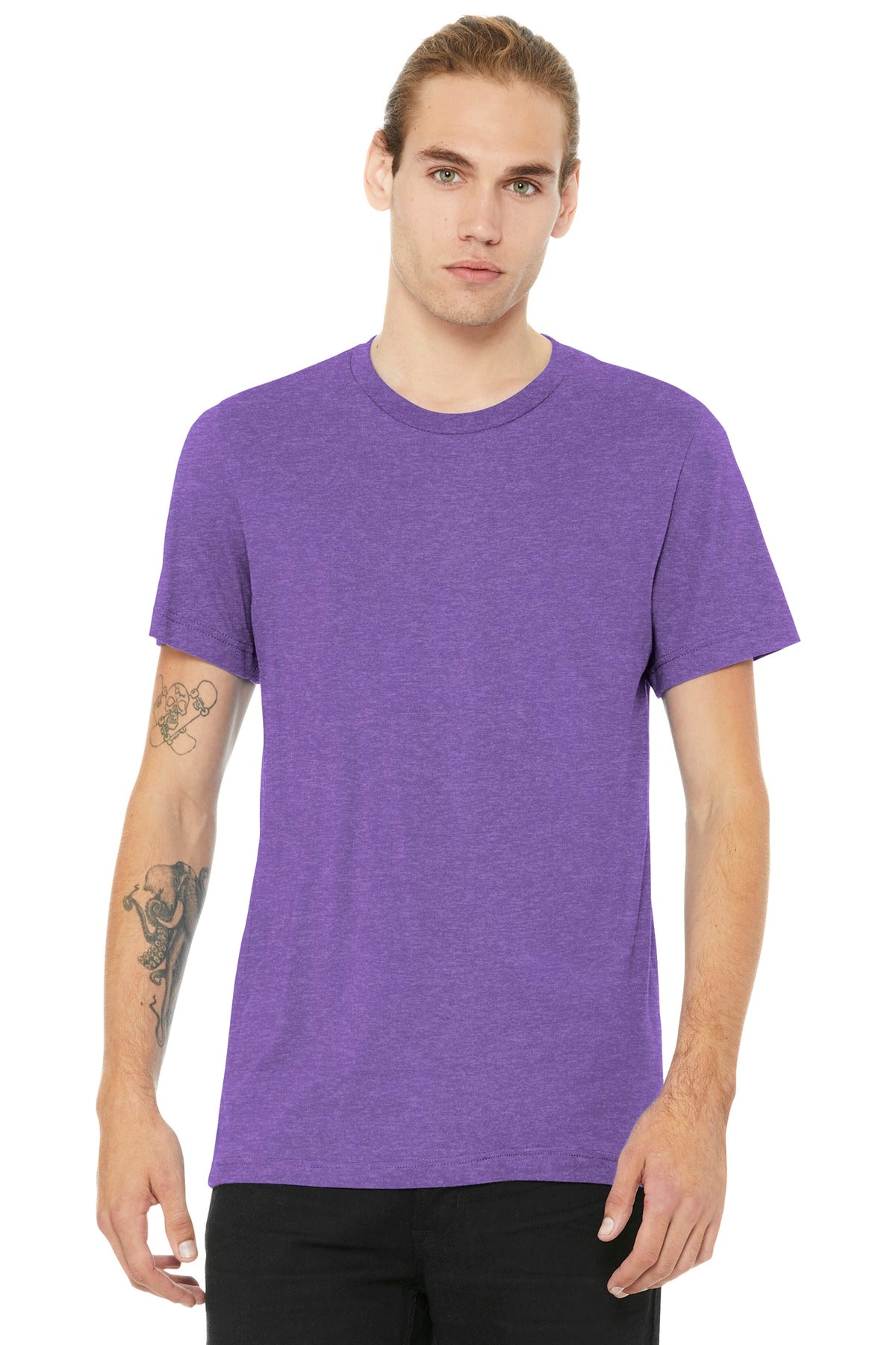 BELLA+CANVAS ® Unisex Heather CVC Short Sleeve Tee. BC3001CVC - Heather Team Purple
