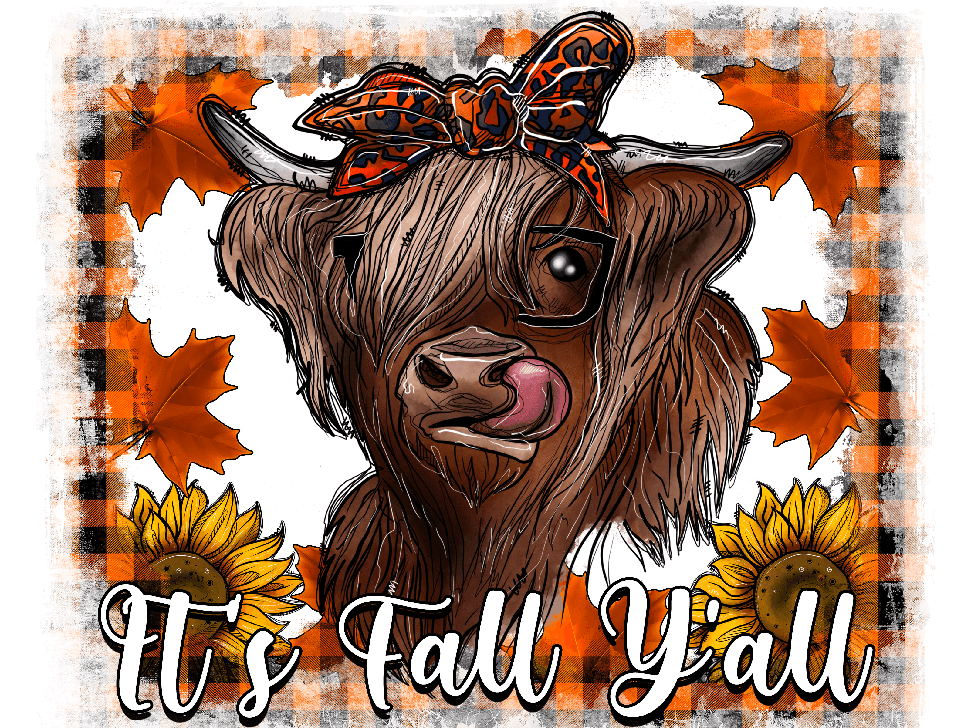 Highland Cow Fall DTF (direct-to-film) Transfer