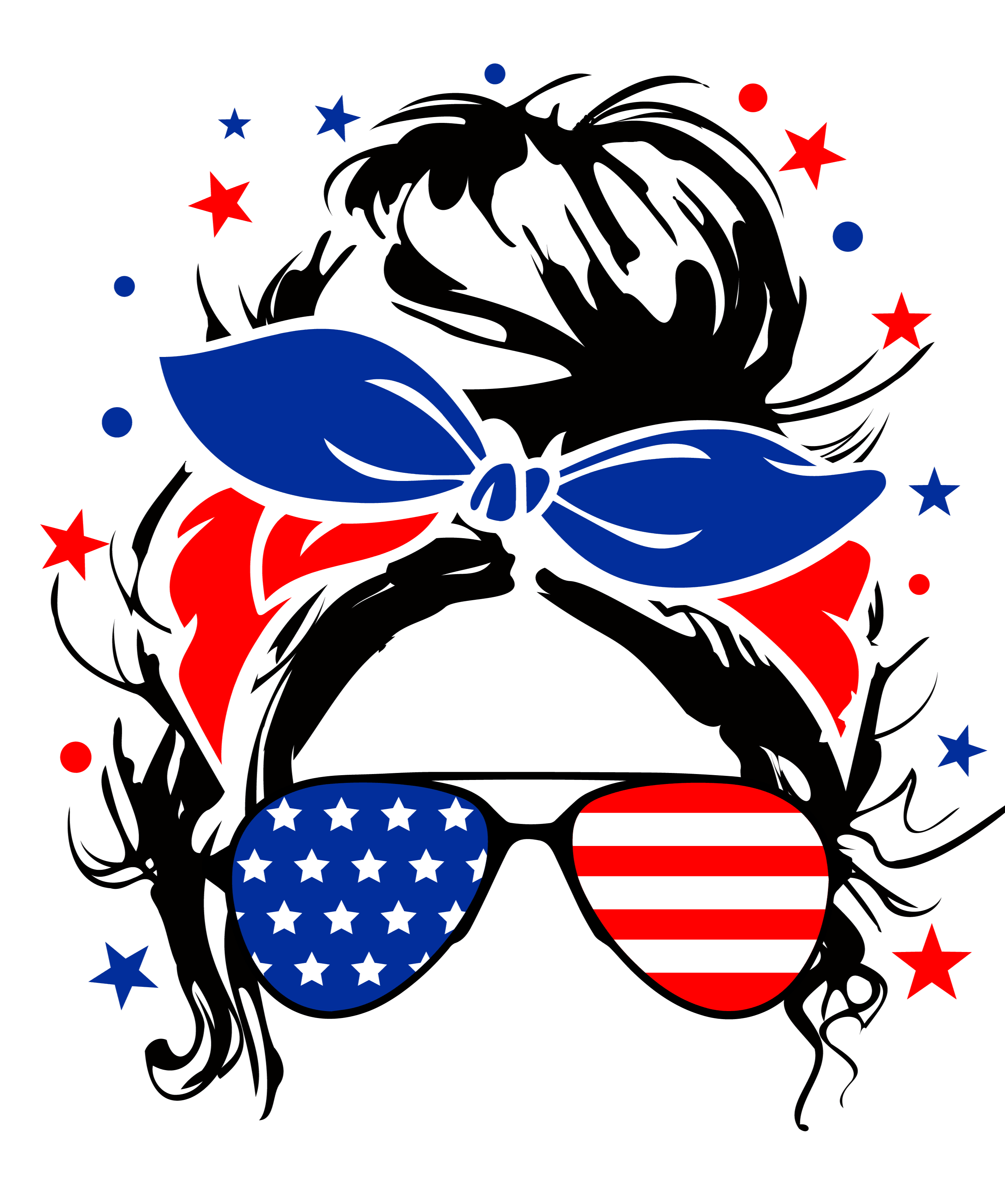 Messy Bun 4th of July DTF (direct to film) Transfer