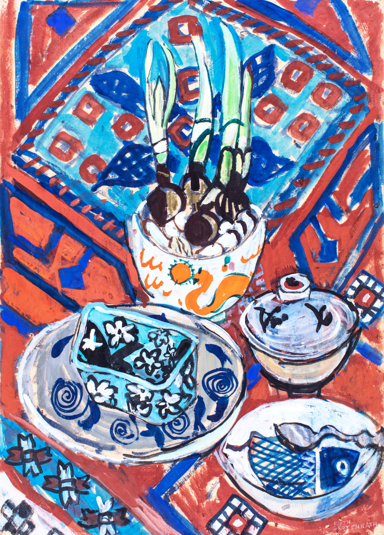 Ruth Grotenrath–BulbsBowls 1975 casein on paper Racine Art Museum.png__PID:f9c850b0-584c-44b3-9af7-271fbdc60ad0