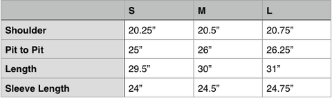 Engineered Garments BD Ivy Shirt Size Chart