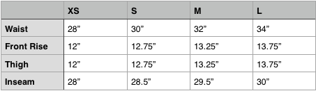 Engineered Garments Ground Pant Size Chart