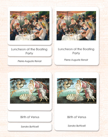 montessori 4 part famous paintings art cards