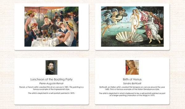 montessori famous painting art cards