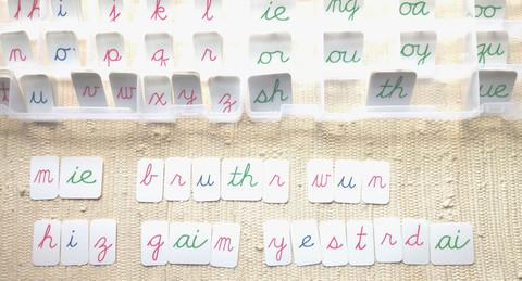 Montessori movable alphabet handwriting prep