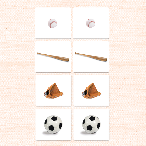 montessori sports equipment matching cards