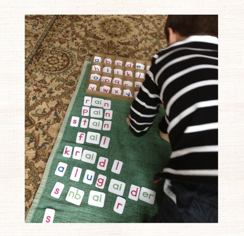 writing phonogram words with letter tiles