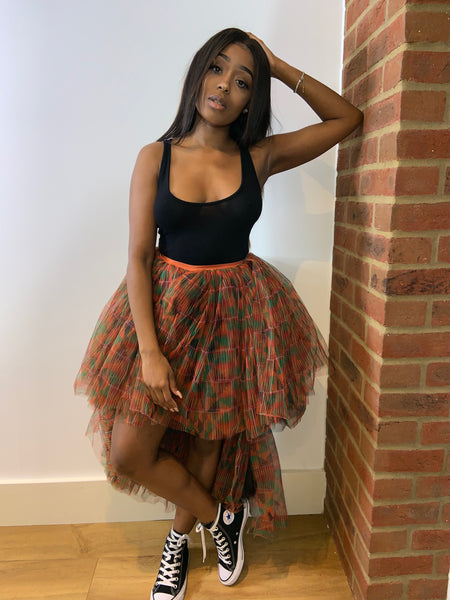 Daolondon Kente Tulle Skirt Casual Look