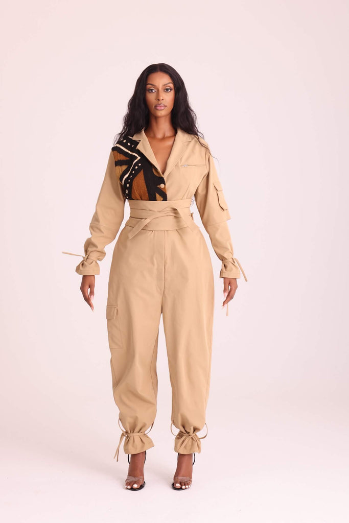 African inspired military boiler suit jumpsuit