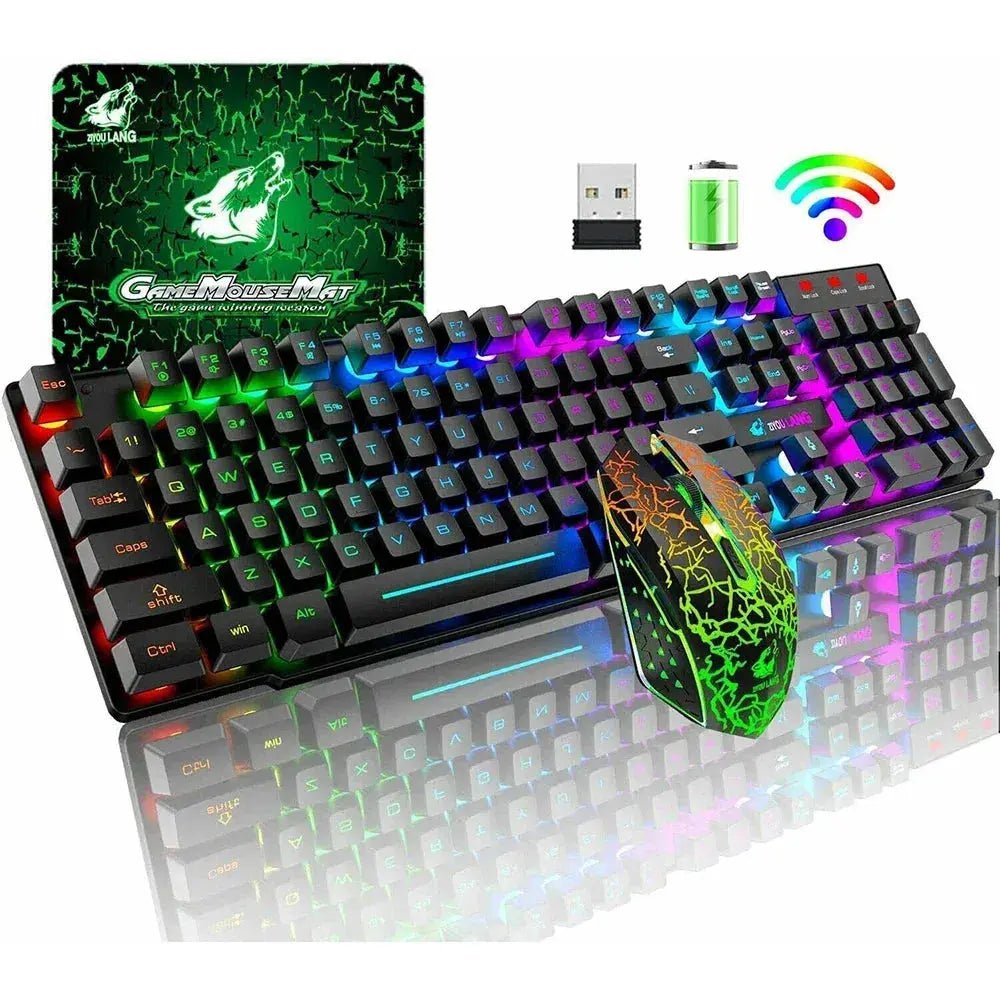 Gaming Mechanical Keyboard Feel Rainbow LED Backlight USB Keyboard and Mouse Set Ergonomic for PC Laptop Computer Gamer