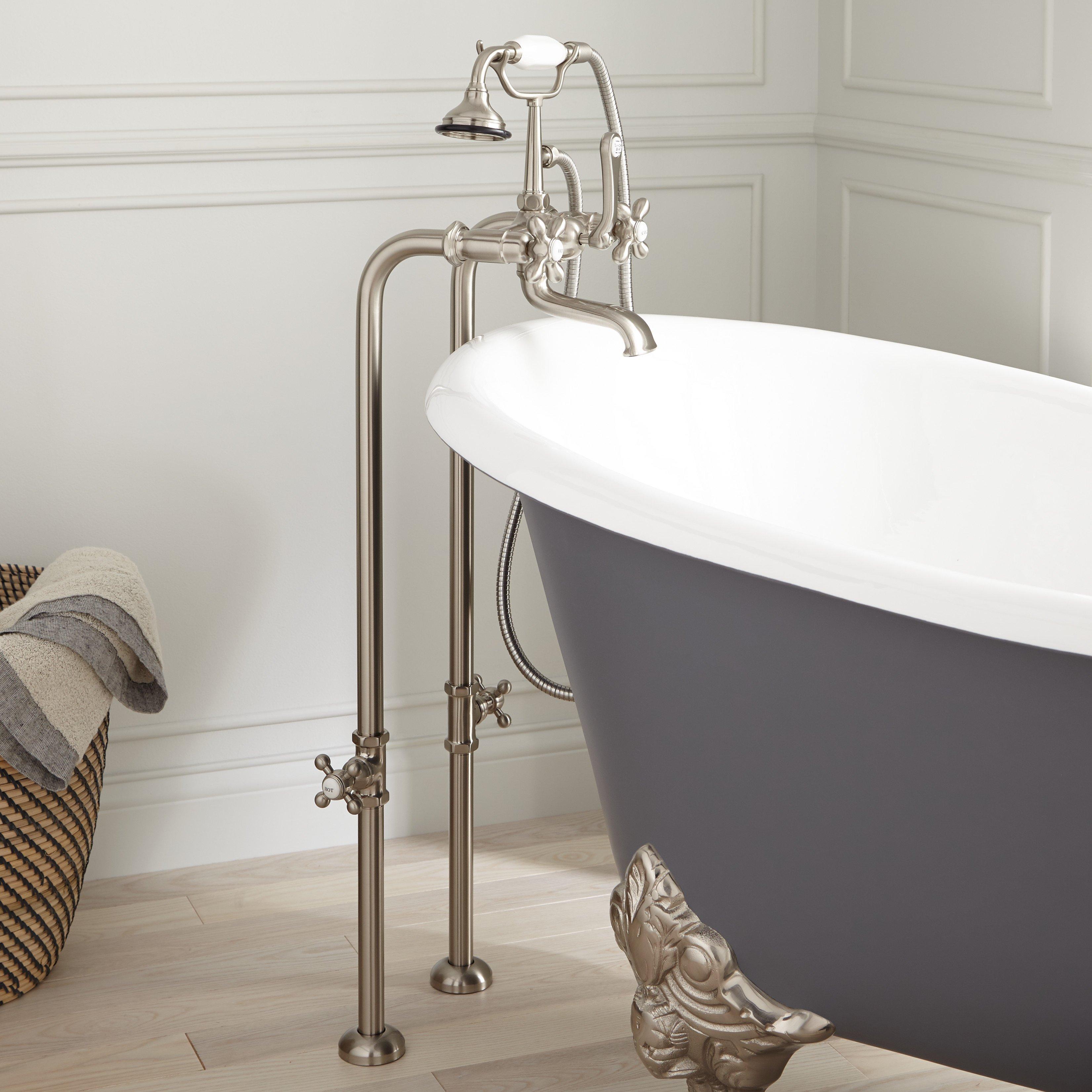Signature Hardware HL-308-4-NH-BN-U English Telephone Faucet Body less Handles and Couplers - Brushed Nickel