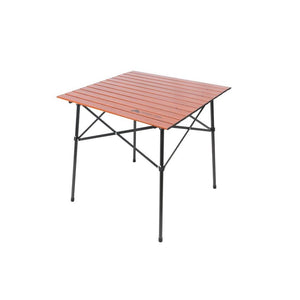 Ozark Trail TA-97430W 31" Hazel Creek Square Folding Aluminum Roll-Top Camp Table, Brown - VIP Outlet