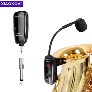 XIAOKOA UHF Wireless Saxophone Microphone System - Clip-on Wireless Receiver Transmitter for Saxophone Trumpet, LED Digital Screen, 160ft Transmission, Musical Instrument Wireless Mic - FamiFinds