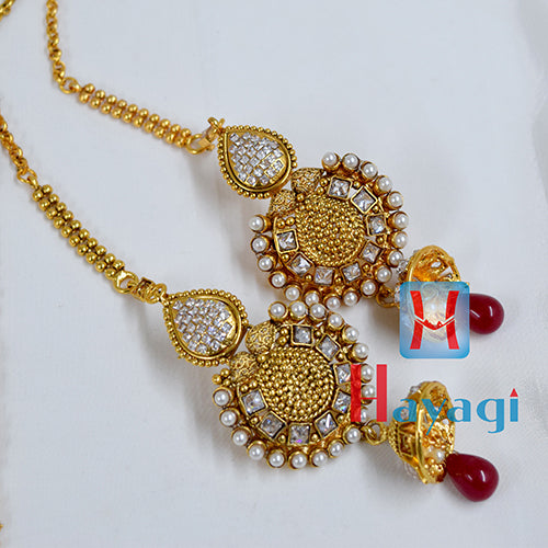 Bridal Necklace Choker Set In Gold Polish Moti Design Online - Hayagi