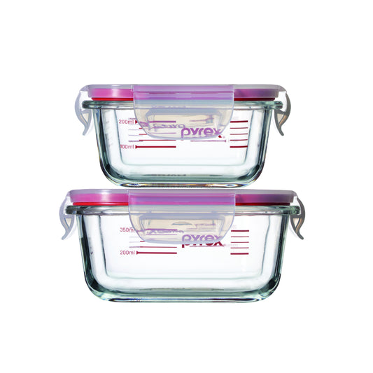 Pyrex Square Measuring Glass Storage 310ml & 510ml 2pc Set