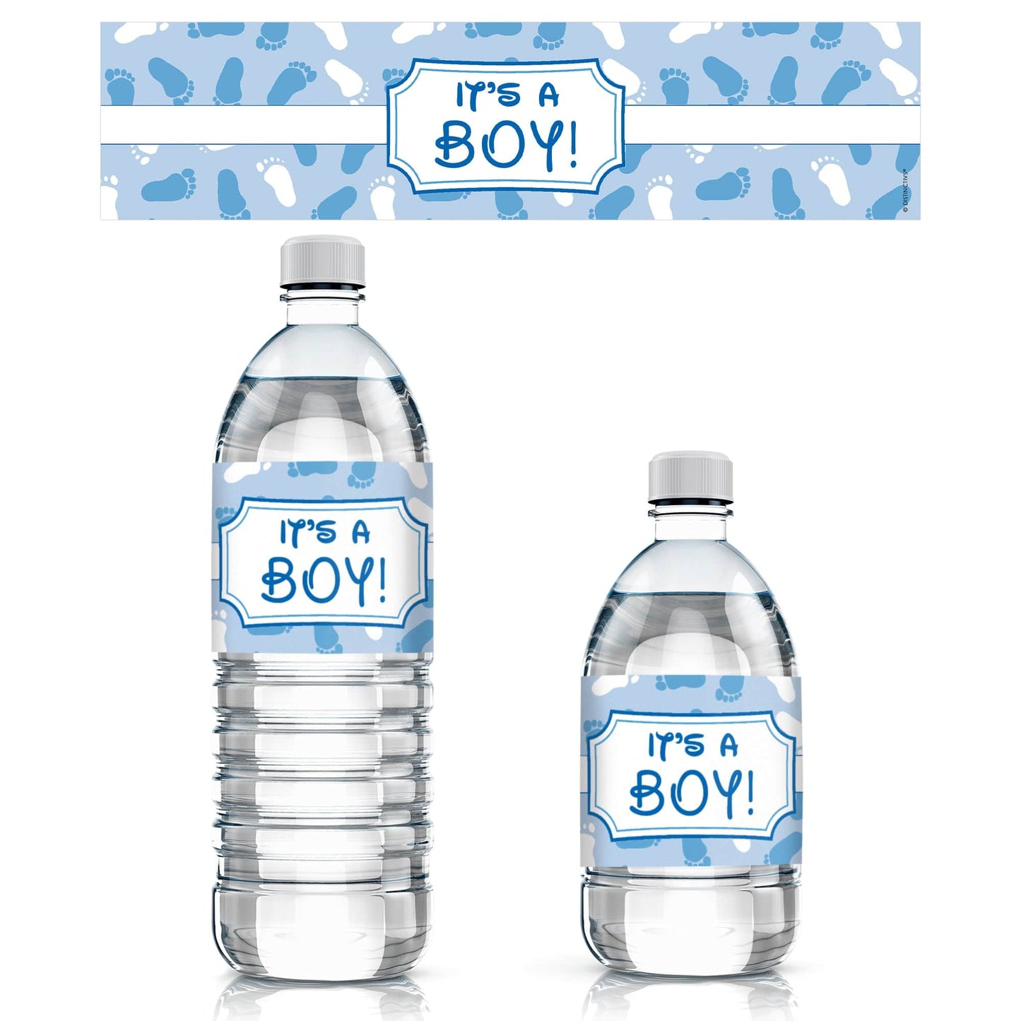 Blue It’s a Boy Baby Shower Water Bottle Labels - 24 Stickers