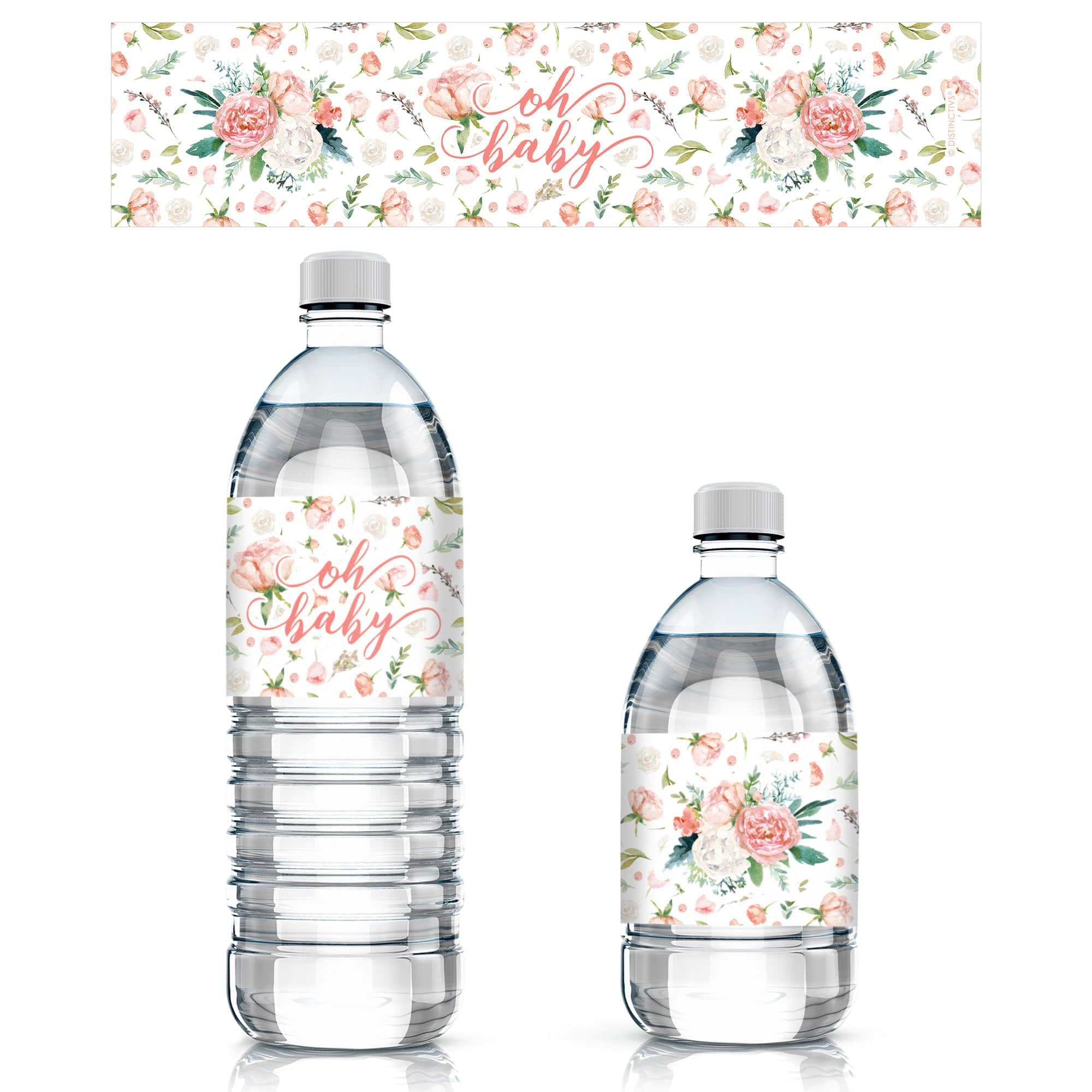 Light Pink Floral Water Bottle Labels - Chicfetti