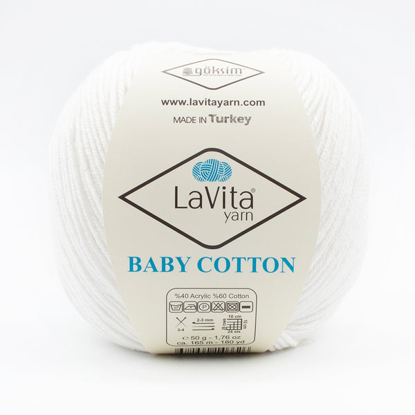  Premium Lavita Baby Cotton Yarn for Knitting and Crocheting –  Soft – Durable - 40% Acrylic 60% Cotton - Ideal for Baby Clothes - Blankets  and More – 7 oz - 361 Yards (Baby_Cotton_8140)