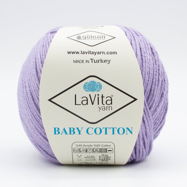  Premium Lavita Baby Cotton Yarn for Knitting and Crocheting –  Soft – Durable - 40% Acrylic 60% Cotton - Ideal for Baby Clothes - Blankets  and More – 7 oz - 361 Yards (Baby_Cotton_8140)