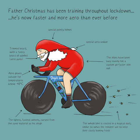 Aero Father Christmas on a track bike - Coached by 42 Degrees Coaching