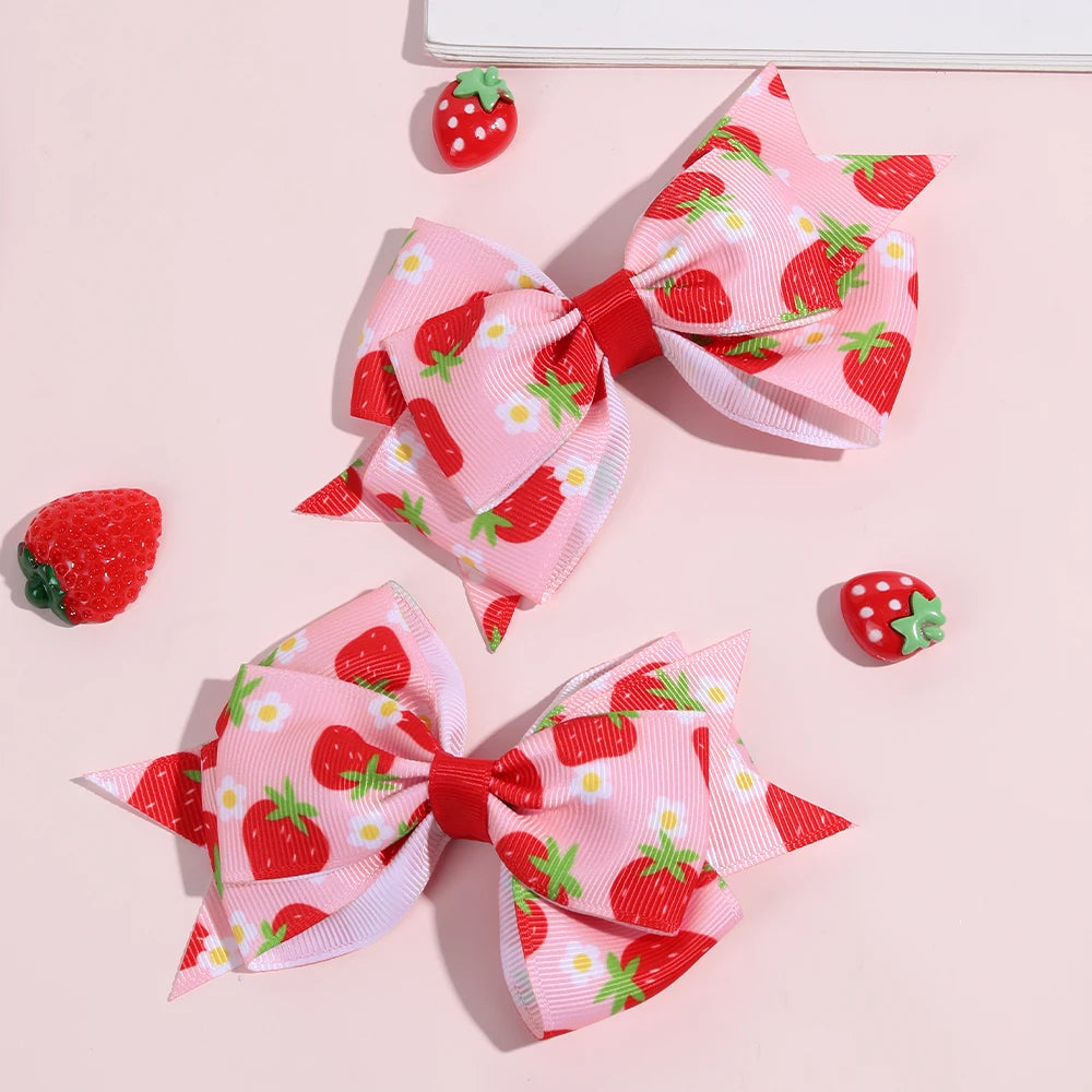 Cute Red and Pink 2Pcs Strawberry Bow Hair Clips - Just The Fly Way xuyhy7-hc.myshopify.com
