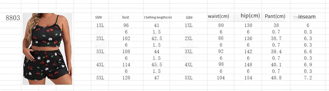 Sur plus size heart print women pajama set sleeveless XL XXL XXXL elastic waist shorts 2 pieces female sleepwear nightwear - Just The Fly Way xuyhy7-hc.myshopify.com
