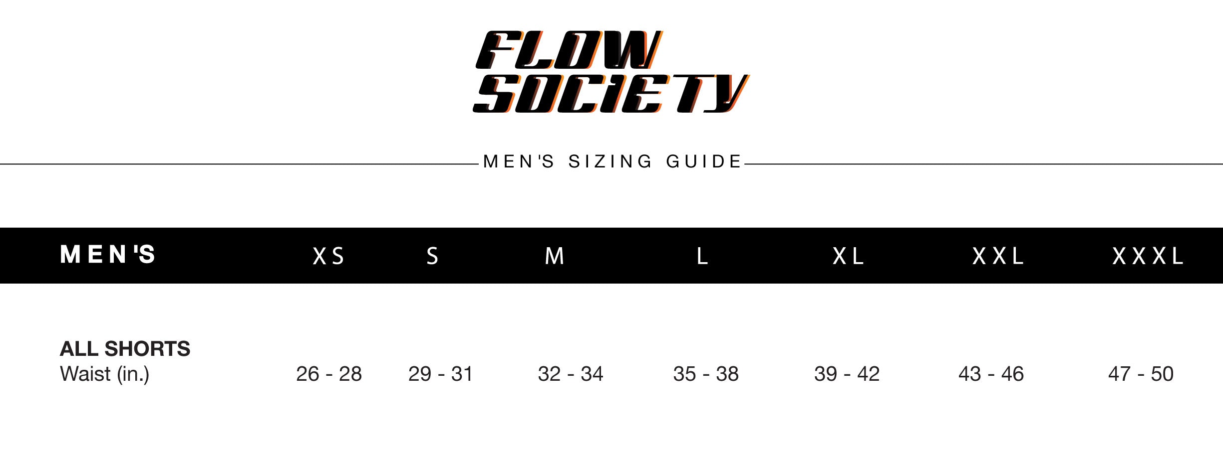 Size Chart: Shorts, Hoodies, & More - Youth, Men's, & Women's – Flow Society