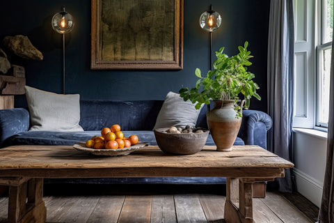 contemporary living room with a farmhouse twist.