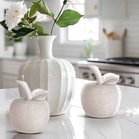 White Ceramic Apple Decorative Accent