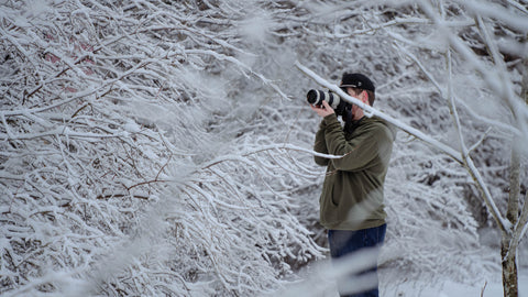 taking nature photos in the snow