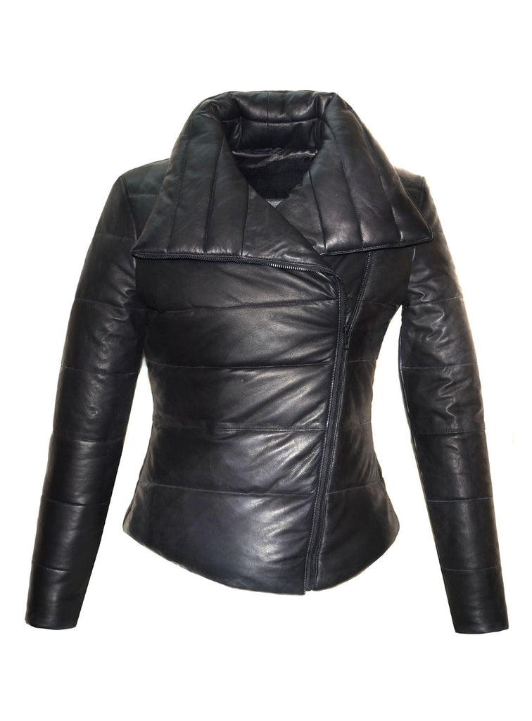 womens black short puffer jacket