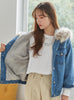 9100 Fur Collar Jean Jacket,Denim Over sized Denim Jacket- Warm jacket Collection