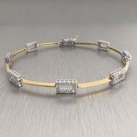 18k White Gold Diamond Four Leaf Clover Floral Station Bracelet 0.95ct