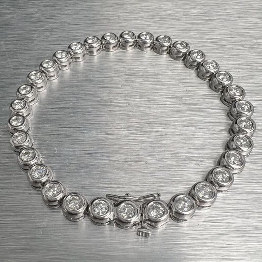 18k White Gold Diamond Four Leaf Clover Floral Station Bracelet 0.95ct