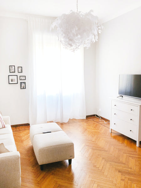 Modern Living Room with wood floors 