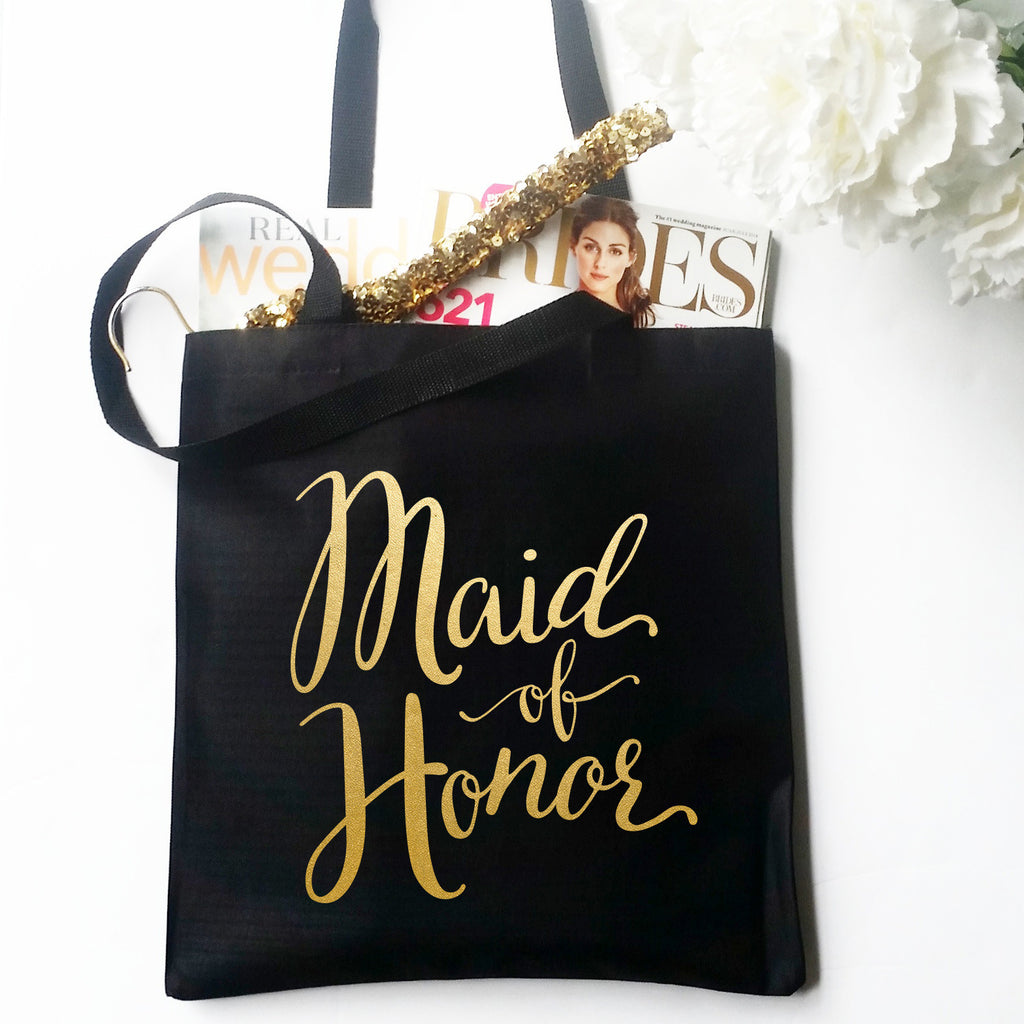 Maid of Honor Metallic Gold Tote Bag