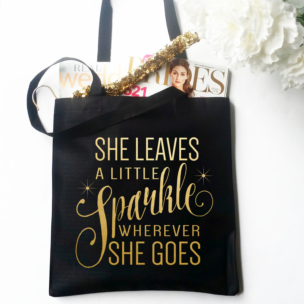 She Leaves a Little Sparkle Metallic Gold Tote Bag
