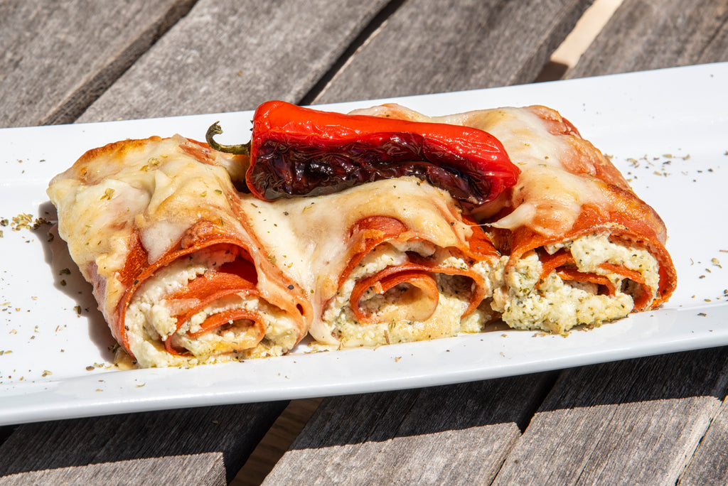 Cheesy Roasted Red Pepper Lasagna Roll Ups