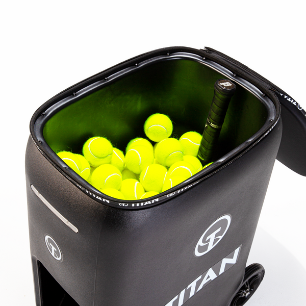 Titan hopper with ball and racket storage