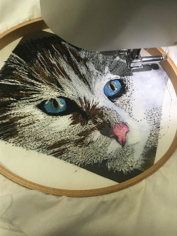 Machine Thread Painting Cat