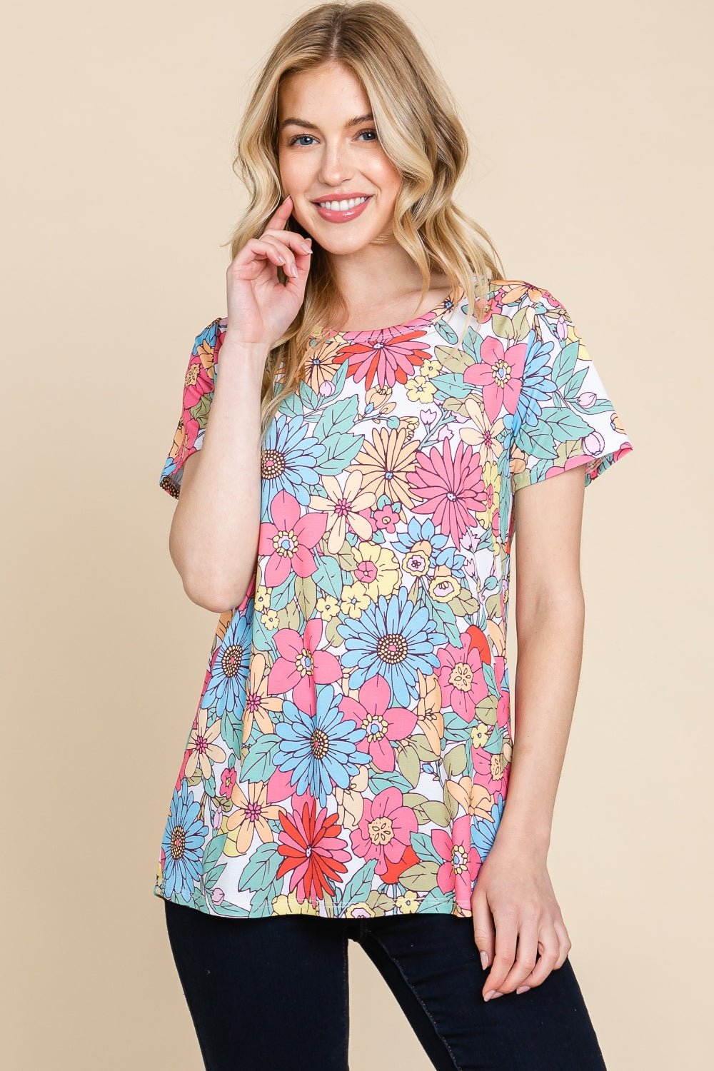  Floral Short Sleeve T-Shirt 