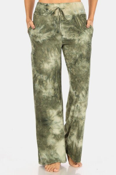  Pantalon à cordon de serrage Buttery Soft Tie Die en vert 